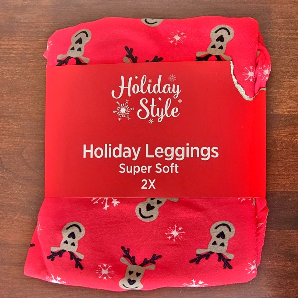 4 for $15 Holiday style holiday leggings super soft 2x reindeer snowflake winter